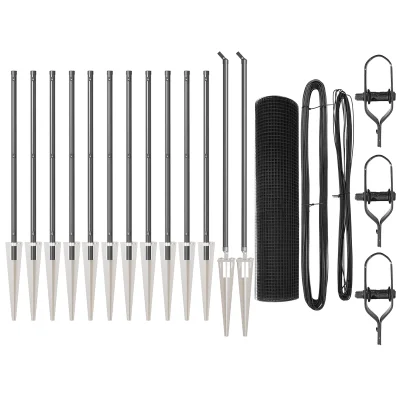 vidaXL Set ograjnih stebrov Set 2 Siva Kovina in plastika 25 x 1 m