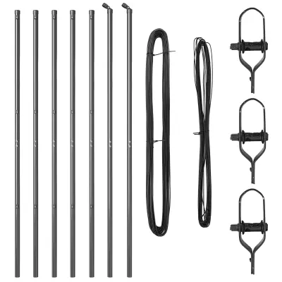 vidaXL Stebri za ograjo 7 kosov Sivi Ø32 mm 210 cm Galvanizirana jeklena