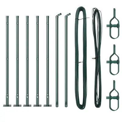 vidaXL Stebri za ograjo s podnožjem 7 kos Ø32mm 90cm Galvanizirana jeklo