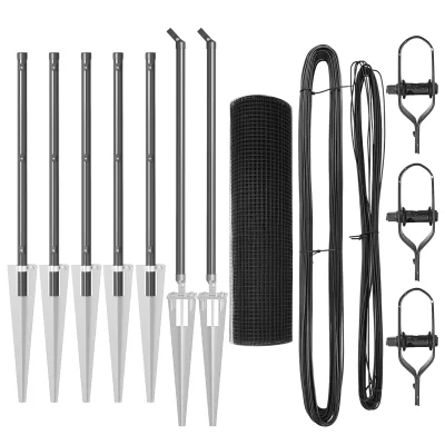 vidaXL Set sivih žičnjakov Set 2 Siva Kovina, Plastika 10 x 1 m