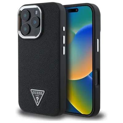 GUESS HARDCASE GRINNED TRIANGE ZA MAGSAFE ZA IPHONE 16 PRO MAX 6.3 ČRN