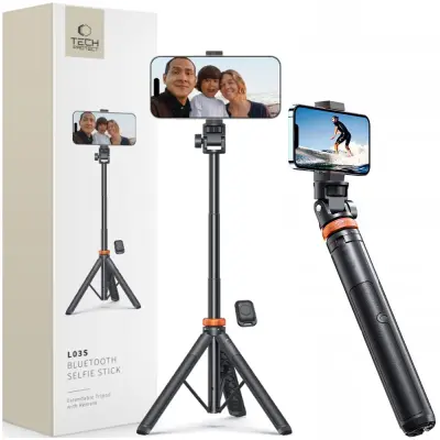 TECH-PROTECT L03S BLUETOOTH SELFIE STICK STATIV ZA TELEFON ČRN