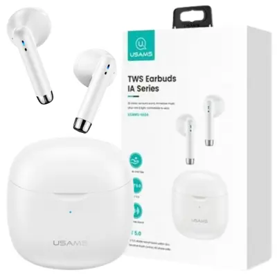 USAMS BLUETOOTH 5.0 TWS SLUŠALKE BREZŽIČNE ZA TELEFONE BELE
