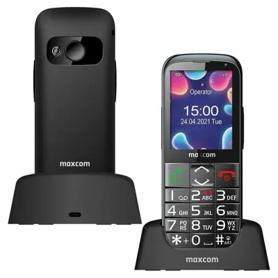 GSM MOBILNI TELEFON MAXCOM MM724 BLACK/BLACK ZA STAREJŠE, VELIKE GUMBKE