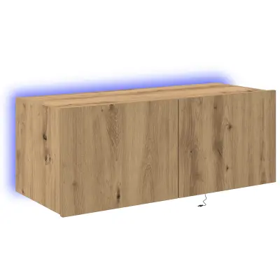 vidaXL TV omara s LED lučmi artizanalni hrast 80x35x31 cm