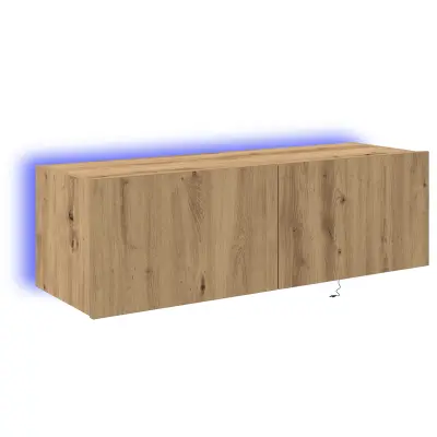 vidaXL TV omarica s LED lučmi v umetnem hrastu 100x35x31 cm