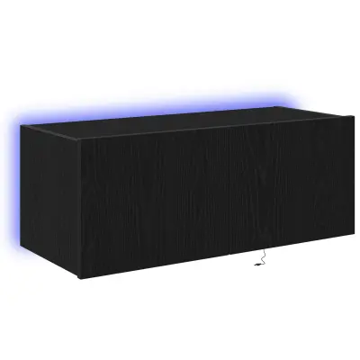 vidaXL TV omara s LED osvetlitvijo črno hrast 80x35x31 cm