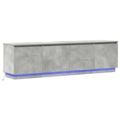 vidaXL TV omara z LED betonsko sivo 180x38x49 cm inženirski les