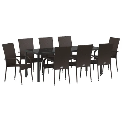 vidaXL 5-delna vrtna jedilna garnitura Rjava poli ratan