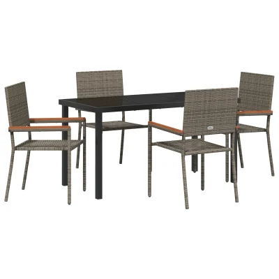 vidaXL 5-delna vrtna jedilna garnitura siva poli ratan