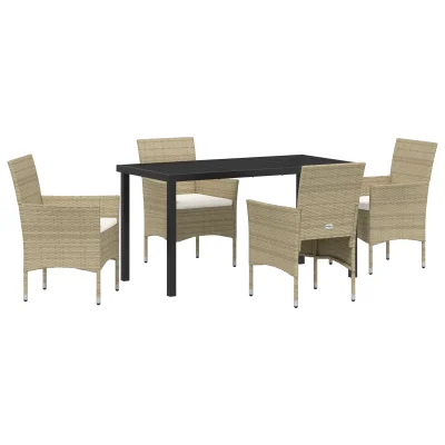 vidaXL 5-delni vrtni jedilni set Bež poli ratan