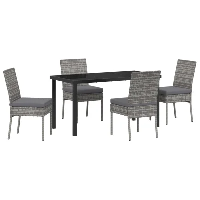 vidaXL 5-delni vrtni jedilni set siva poli ratan