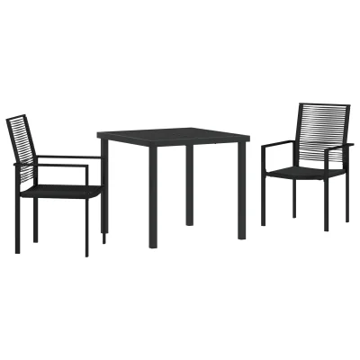 vidaXL 3-delni set vrtne jedilnice Črni PVC Rattan