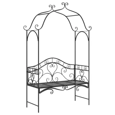 vidaXL Črna Zunanja Klop Črna Kovina Velika Dekorativni Detajli