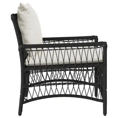 vidaXL vrtna stol s blazinami črna 60x70x78 cm poli ratan