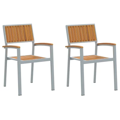 vidaXL Zunanje stole 2 kosi Zložljivi Sivi Trden Les Akacija in Kovina