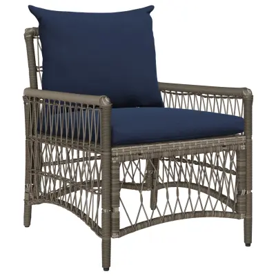 vidaXL Vrtna stol s blazinami Siva 60x70x78 cm Poli Ratan