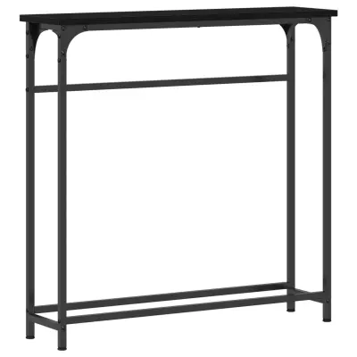 vidaXL Konsolna miza Črna Hrast 75x19,5x75 cm Inženirski les