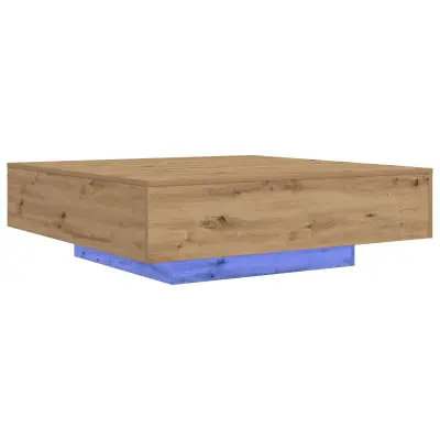 vidaXL Klubska miza z LED lučmi, umetni hrast, 100x100x31 cm