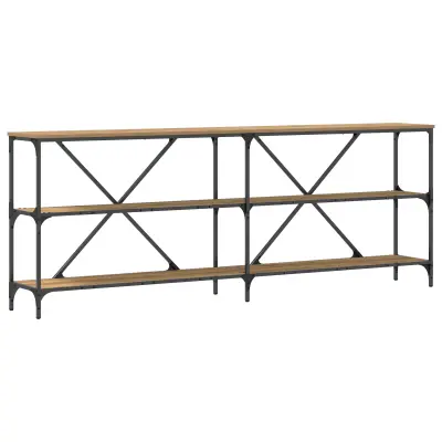 vidaXL Konsolna Miza Artisanski Oreh 200x30x75 cm Sestavljena Iz Lesa in Jekla