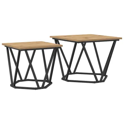 vidaXL Stranske mize 2 kosa Artisan iz življenjskega lesa