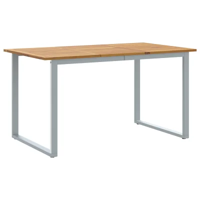 vidaXL Zunanja Jedilna Miza Siva 140x80x75 cm Jeklo in Trden Akacijev Les