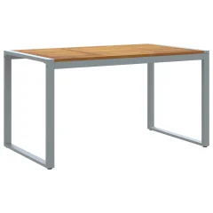 vidaXL Zunanja jedilna miza Siva 140x80x75 cm Jeklo in trdi les akacije