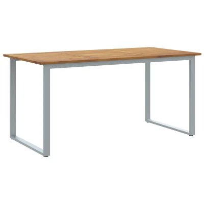 vidaXL Zunanja jedilna miza Siva 160x80x75 cm Jeklo in Masivno leseno Akacijevo