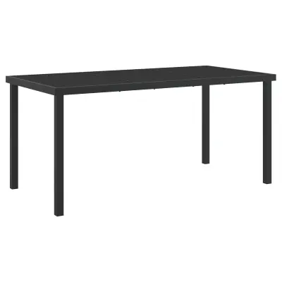 vidaXL Vrtna miza Črna 160x80x73 cm Kaljeno steklo