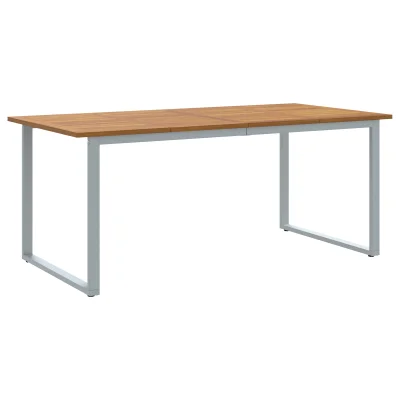 vidaXL Zunanja jedilna miza Siva 180x90x75 cm Jeklo in masivno akacijevo les