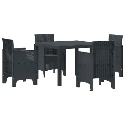 vidaXL 5 delni set vrtne jedilnice Anthracite Poly Rattan