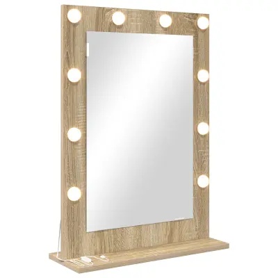 vidaXL Ogledalo za ličila Sonoma hrast MDF, Steklo 70 x 50 x 18 cm