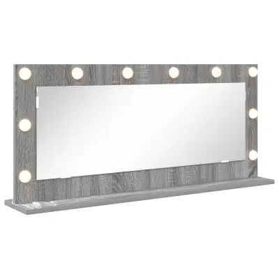 vidaXL Ogledalo s LED lučmi Siva Sonoma 100x45x18 cm
