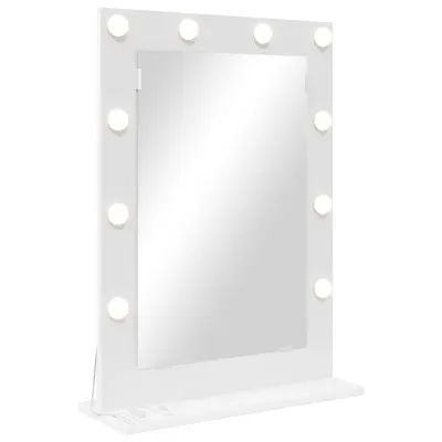 vidaXL Ogledalo z LED lučmi belo 70x50x18 cm