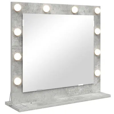 vidaXL Ogledalo z LED lučmi Beton Siva 60x55x18 cm