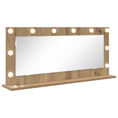 vidaXL Vanity ogledalo z LED lučmi v umetniškem hrastu 100x45x18 cm