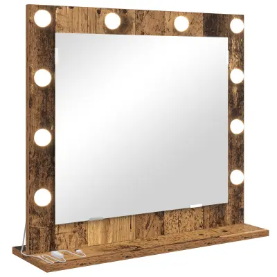 vidaXL Ogledalo s LED lučmi Stari les 60x55x18 cm