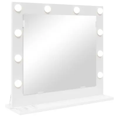 vidaXL Ogledalo s LED lučmi belo 60x55x18 cm