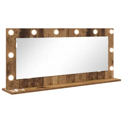vidaXL Ogledalo s LED Lučmi Staro Leseno 100x45x18 cm