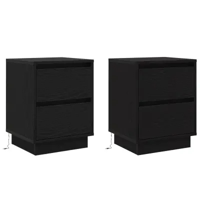 vidaXL nočne omarice z LED lučmi 2 kosa Črne 39x34.5x50 cm