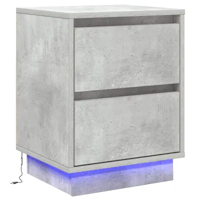 vidaXL nočna omarica z LED lučmi s sivim betonom 39x34,5x50 cm