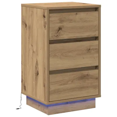vidaXL Nočna omarica z LED Artisan hrast 39x34,5x65 cm Inženirski les