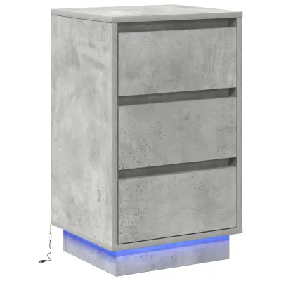 vidaXL nočna omarica z LED osvetlitvijo betonsko siva 39x34,5x65 cm inženirski les