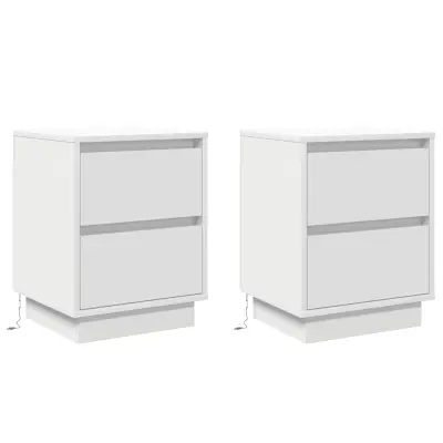 vidaXL nočne omarice z LED lučmi 2 kosa bela 39x34,5x50 cm