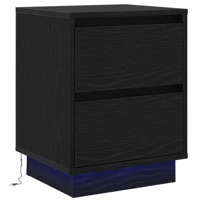 vidaXL Nočna omarica z LED lučmi črna 39x34.5x50 cm