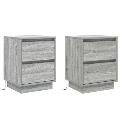 vidaXL Nočne omarice s LED lučmi 2 kosa Siva sonoma 39x34.5x50 cm