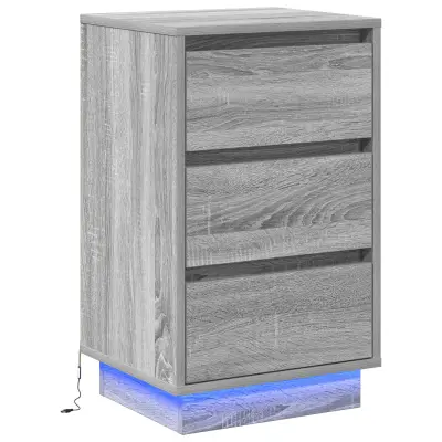 vidaXL Nočna omarica z LED sivo sonoma 39x34,5x65 cm inženirski les