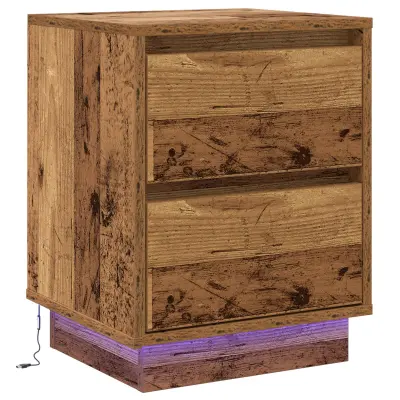vidaXL Nočna omarica z LED lučmi Star les 39x34,5x50 cm