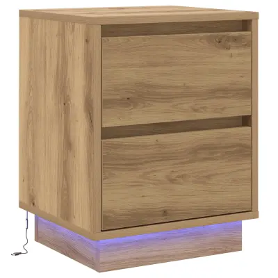 vidaXL nočna omarica z LED lučmi umetni hrast 39x34,5x50 cm