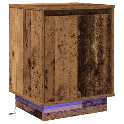 vidaXL Nočna Omarica z LED Svetlobo Staro Les 39x34.5x50 cm